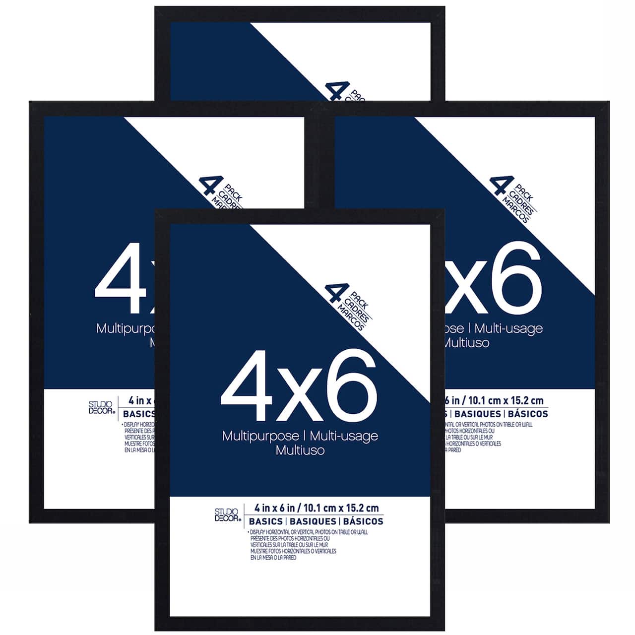 Basics 4 Pack 4" x 6" Black Multipurpose Frames by Studio Décor®